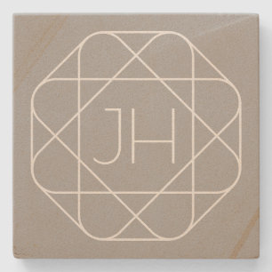 Cooles Monogramm, hipper Logo-Stil-Vibe Grau & W Steinuntersetzer