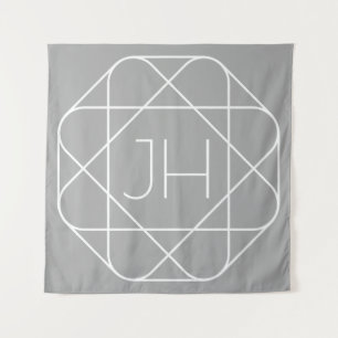 Cooles Monogramm, hipper Logo-Stil-Vibe Grau & W Wandteppich