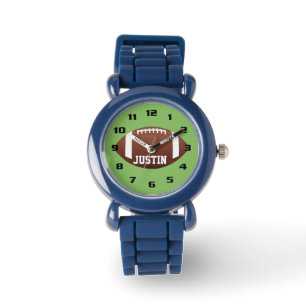 Cooles Monogramm mit Name Football-Kindern Armbanduhr