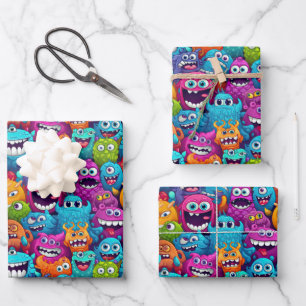 Cooles Monster Partys unisex Kinder Geschenkpapier Set