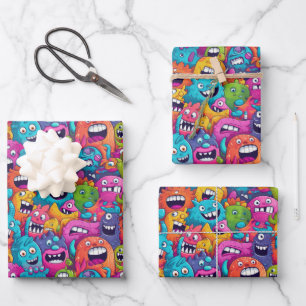 Cooles Monster Partys unisex Kinder Geschenkpapier Set
