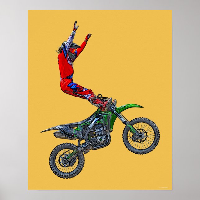 Cooles Motocross Extreme Freestyle Stunt Art 4 Poster (Vorne)