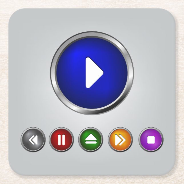 Cooles MP3 Player Button-Set Rechteckiger Pappuntersetzer (Vorderseite)