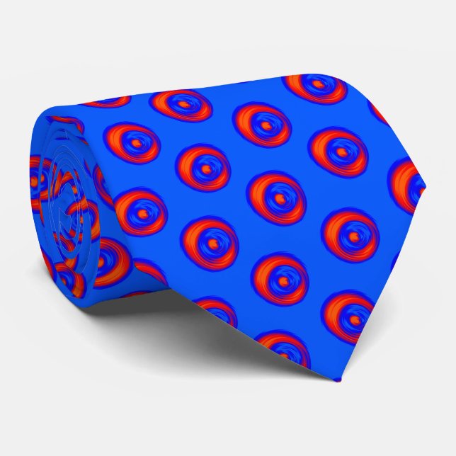 Cooles Muster von Sky Blue und Orange Red Krawatte (Gerollt)
