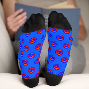 Cooles Muster von Sky Blue und Orange Red Socken