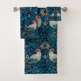 Cooles Muster William Morris Birds Strawberry Blue Badhandtuch Set