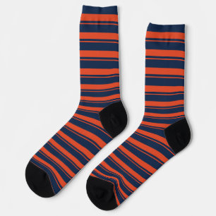 Cooles Navy Blau und Orange Streifen Socken