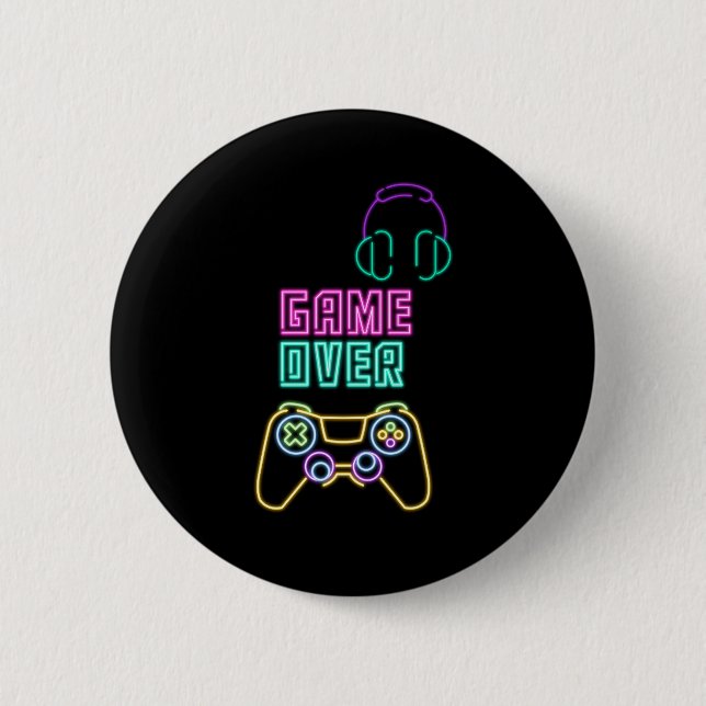 Cooles Neon-Videospiel. Button (Vorderseite)