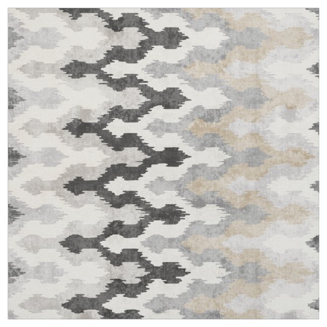 Cooles neutrales Zickzack Ikat-Stammmuster Stoff (Muster)