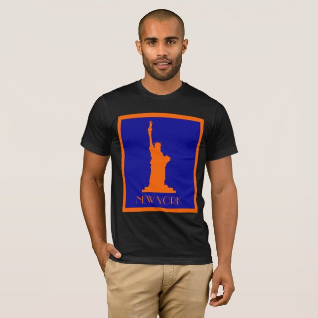 Cooles New York in Orange und Blau T-Shirt (Vorne ganz)