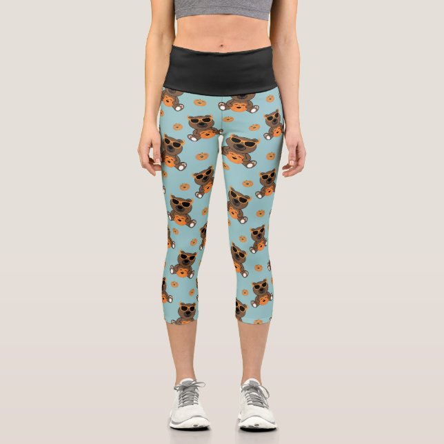 Cooles niedliches Halloween-Bärenkürbis Capri Leggings (Vorderseite)