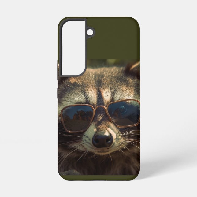 Cooles Niedliches Raccoon in Glasses Tierwelt Spaß Samsung Galaxy Hülle (Rückseite)