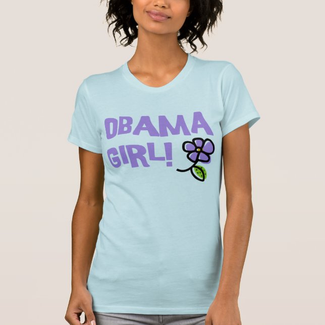 Cooles Obama-Mädchen-lila Blumen-T - Shirt (Vorderseite)