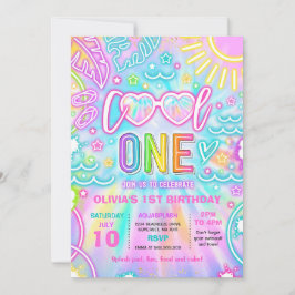 Cooles One Pool 1. Geburtstag Party Einladung
