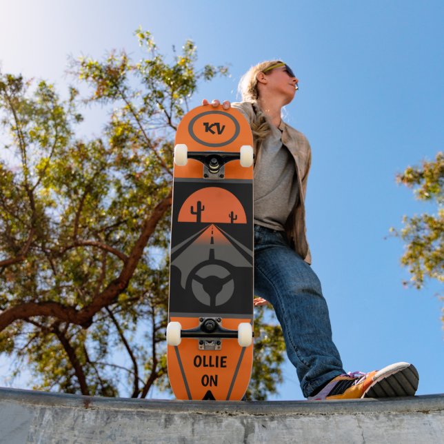 Cooles Orange/Schwarz Mit Monogramm Skateboard "Ol (Außenbereich 1)