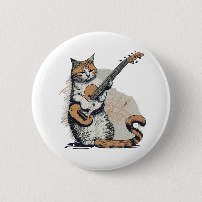 Cooles Orangenkatzenjamming auf der Gitarre Button (Vorderseite)