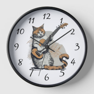 Cooles Orangenkatzenjamming auf der Gitarre Uhr