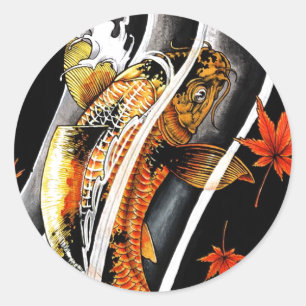 Cooles orientalisches japanesisches Gold Lucky Koi Runder Aufkleber