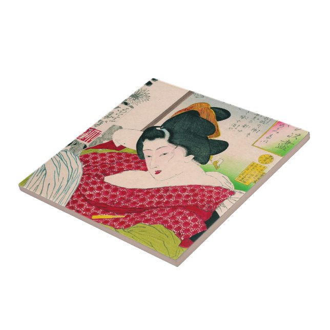 Cooles orientalisches japanisches geisha Lady Kuns Fliese (Seite)