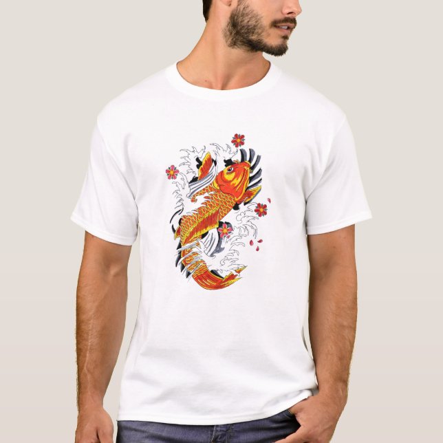 Cooles orientalisches japanisches Goldglücklicher T-Shirt (Vorderseite)