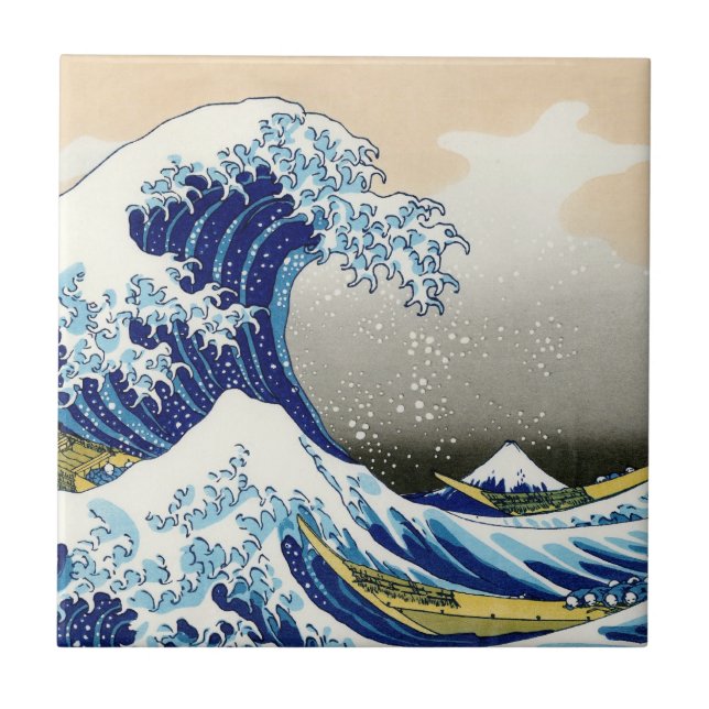 Cooles orientalisches japanisches Hokusai Fuji Lan Fliese (Vorderseite)
