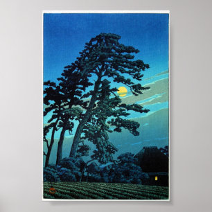 Cooles orientalisches japanisches Kawase Tree Moon Poster