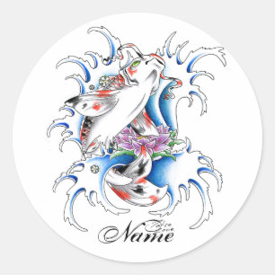 Cooles orientalisches japanisches Koi Carp Wassert Runder Aufkleber