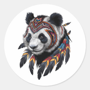 Cooles Panda in der Stammeskunst Runder Aufkleber