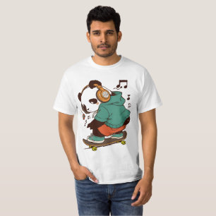 Cooles Panda Skater Herren T-Shirt Lustige Stree