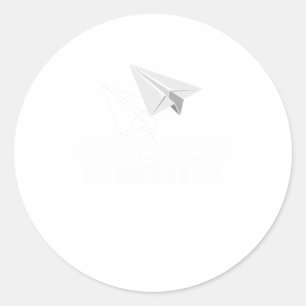 Cooles Papier Flugzeug Experte Funny Origami Flugz Runder Aufkleber