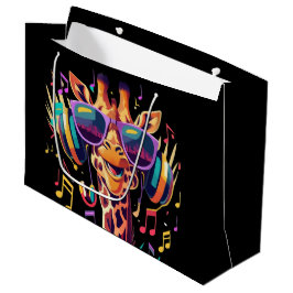 Cooles Party Giraffe mit Kopfhörern Große Geschenktüte