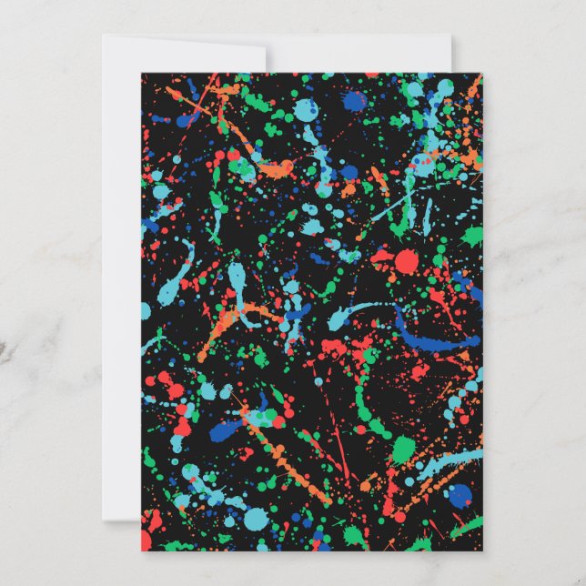 Cooles Party Paint Splash Einladung (Vorderseite)