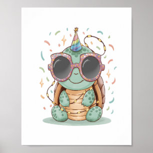 Cooles Party Turtle Poster