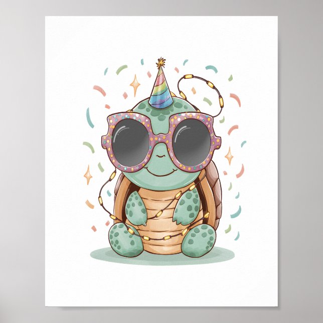 Cooles Party Turtle Poster (Vorne)