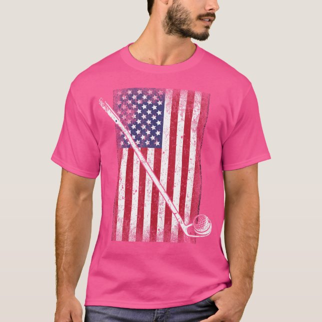 Cooles Patriotic Amerikanisches Flag Golf Sportfes T-Shirt (Vorderseite)