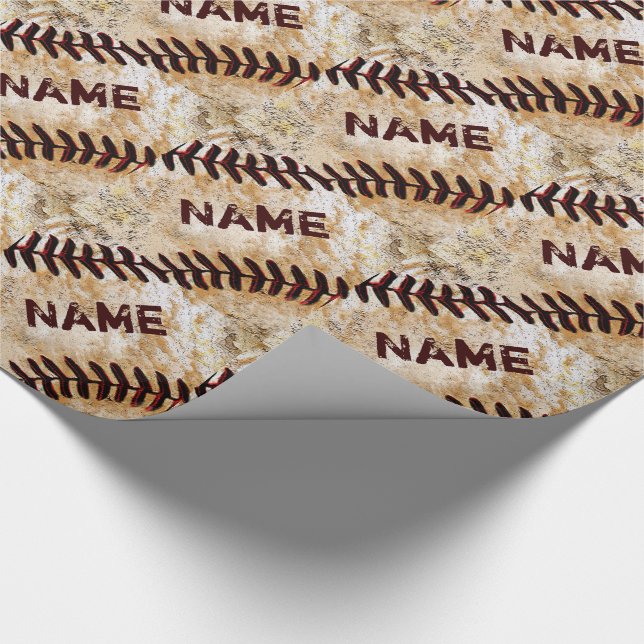 Cooles Personalisiertes Vintages Baseballwappenpap Geschenkpapier (Ecke)