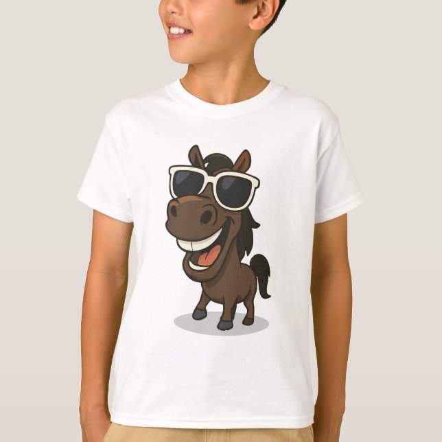 Cooles Pferd mit Schatten T-Shirt (Vorderseite)