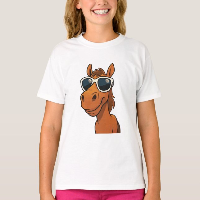 Cooles Pferd mit Schatten T-Shirt (Vorderseite)
