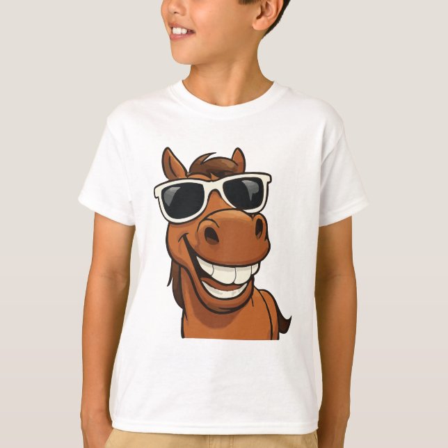 Cooles Pferd mit Schatten T-Shirt (Vorderseite)
