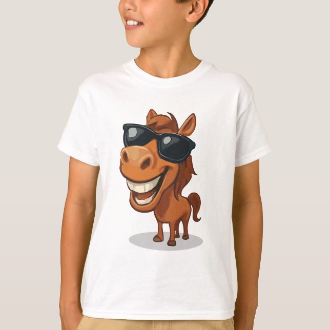 Cooles Pferd mit Schatten T-Shirt (Vorderseite)