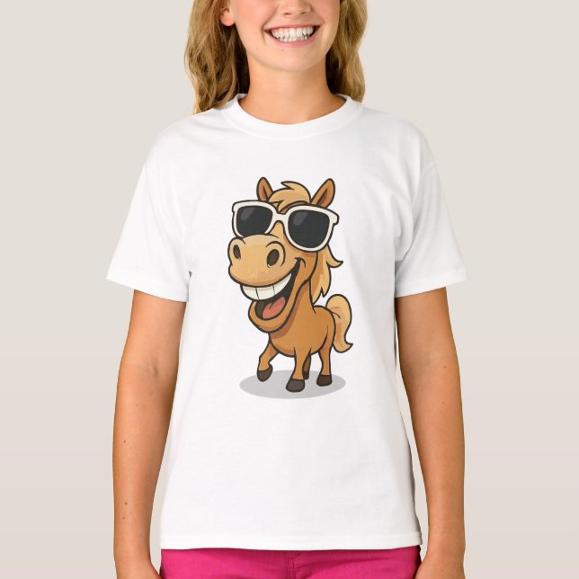 Cooles Pferd mit Schatten T-Shirt (Vorderseite)