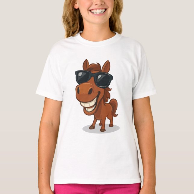 Cooles Pferd mit Schatten T-Shirt (Vorderseite)