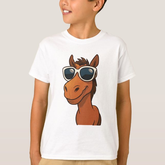 Cooles Pferd mit Schatten T-Shirt (Vorderseite)