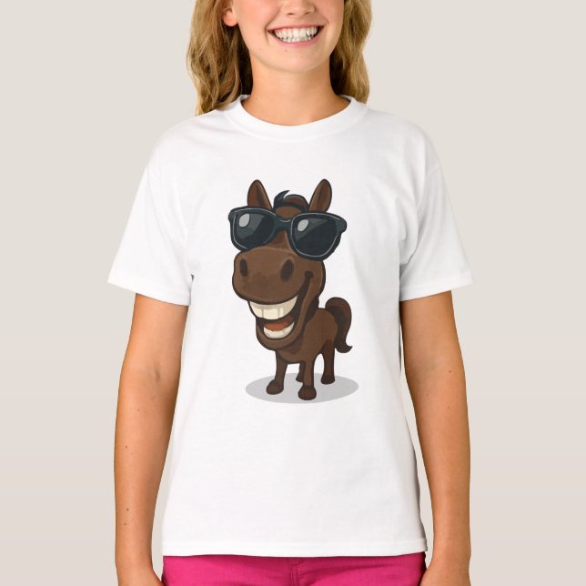 Cooles Pferd mit Schatten T-Shirt (Vorderseite)