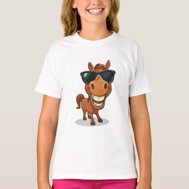 Cooles Pferd mit Schatten T-Shirt (Vorderseite)