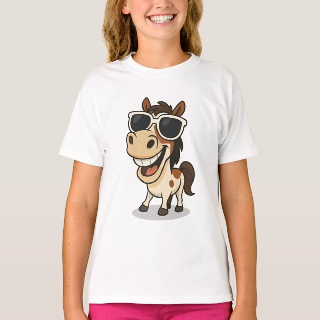 Cooles Pferd mit Schatten T-Shirt (Vorderseite)