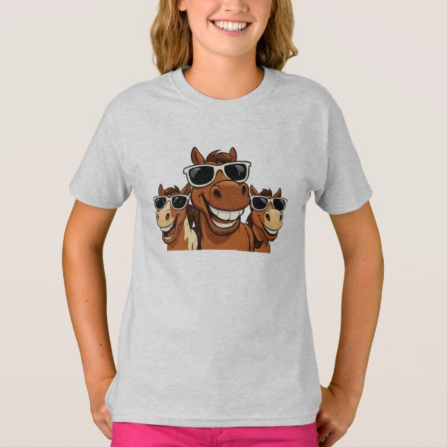 Cooles Pferd mit Shades-T - Shirt (Vorderseite)