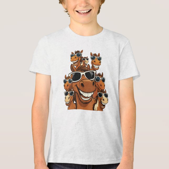 Cooles Pferd mit Shades-T - Shirt (Vorderseite)