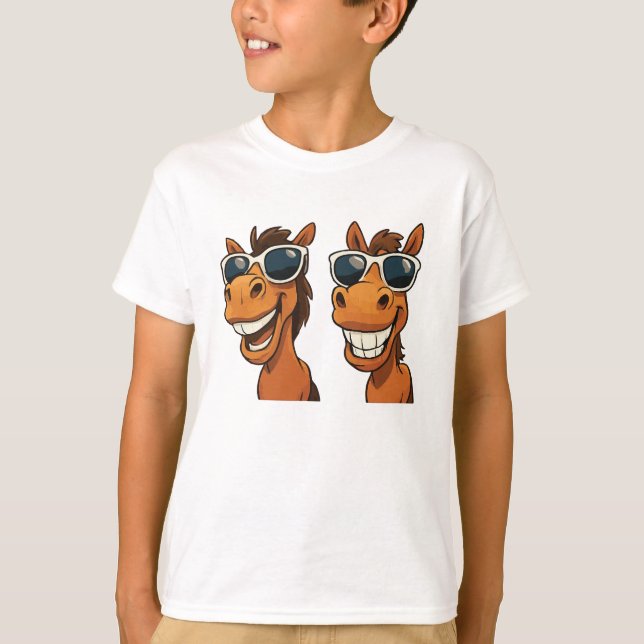 Cooles Pferd mit Shades-T - Shirt (Vorderseite)