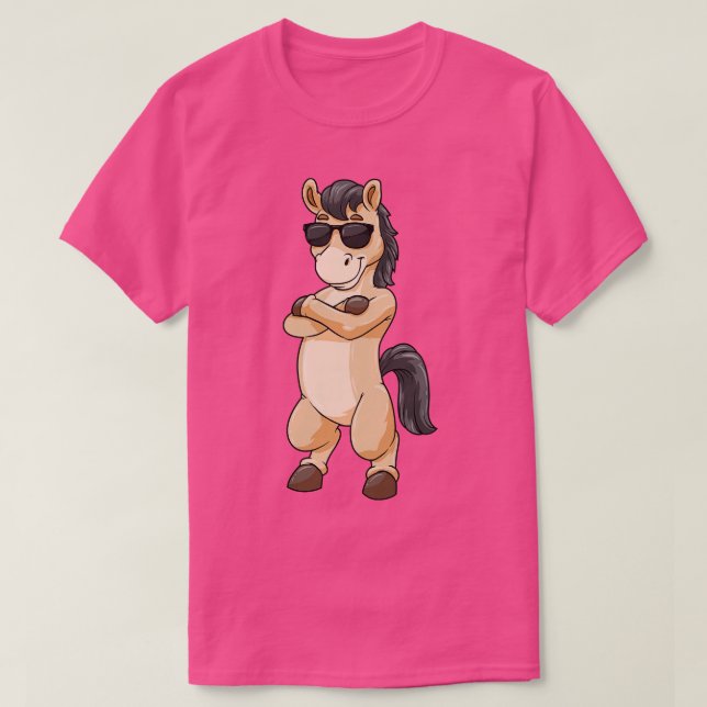 Cooles Pferd mit Sonnenbrille T-Shirt (Design vorne)